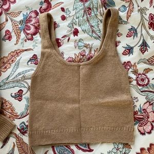Madewell Clemence Cropped Sweater Tank, S, Heather Camel